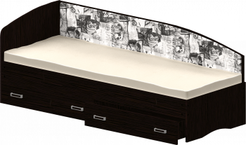 Кровать Софа-9 с мягкой спинкой с рисунком Милана (900х1900) Венге в Томмоте - tommot.mebel54.com | фото