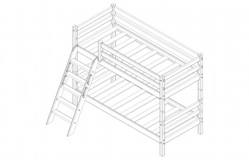 Кровать Соня вариант 12 низкая с наклонной лестницей Белый полупрозрачный в Томмоте - tommot.mebel54.com | фото