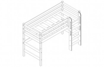 Кровать Соня вариант 5 полувысокая с прямой лестницей белый полупрозрачный в Томмоте - tommot.mebel54.com | фото