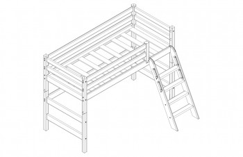 Кровать Соня вариант 6 полувысокая с наклонной лестницей Белый полупрозрачный в Томмоте - tommot.mebel54.com | фото