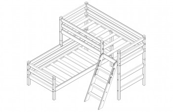 Кровать Соня вариант 8 угловая с наклонной лестницей Белый полупрозрачный в Томмоте - tommot.mebel54.com | фото