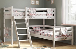 Кровать Соня вариант 8 угловая с наклонной лестницей Белый полупрозрачный в Томмоте - tommot.mebel54.com | фото