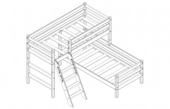 Кровать Соня вариант 8 угловая с наклонной лестницей Лаванда в Томмоте - tommot.mebel54.com | фото