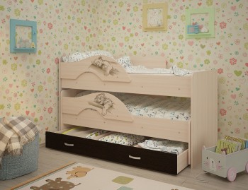 Кровать выкатная Радуга-Сафари детская 1600 Млечный дуб/Венге в Томмоте - tommot.mebel54.com | фото