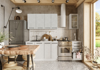 Кухонный гарнитур Нувель 1800мм белый/бетон белый в Томмоте - tommot.mebel54.com | фото