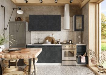 Кухонный гарнитур Нувель 1800мм белый/бетон черный в Томмоте - tommot.mebel54.com | фото