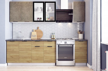 Кухонный гарнитур Стоун 2.0 (белый/камень темно-серый/акация светлая) в Томмоте - tommot.mebel54.com | фото