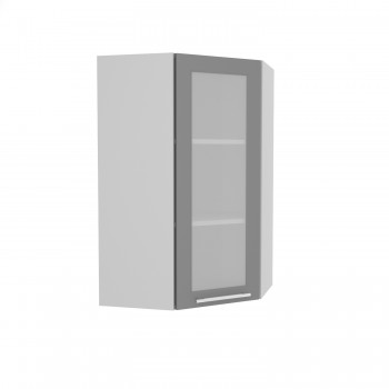 Квадро ВПУС 550 шкаф верхний угловой со стеклом высокий (Черника/корпус Серый) в Томмоте - tommot.mebel54.com | фото