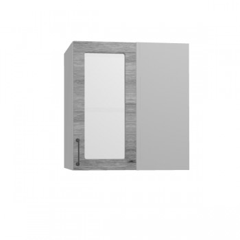 Лофт ПУС 650 шкаф верхний угловой со стеклом (Дуб майский/корпус Серый) в Томмоте - tommot.mebel54.com | фото