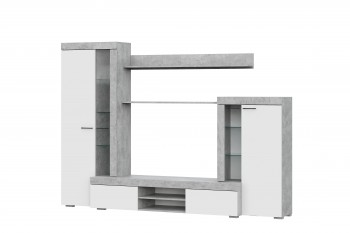 Мебель для гостиной МГС 5 Цемент светлый / Белый в Томмоте - tommot.mebel54.com | фото