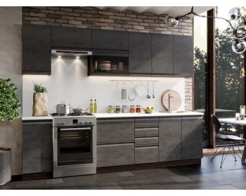 Модульная кухня Бруклин 2,8 м (Бетон черный/Венге) в Томмоте - tommot.mebel54.com | фото