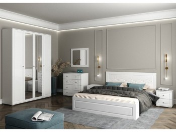 Модульная спальня Барселона (Белый/Белый глянец) в Томмоте - tommot.mebel54.com | фото