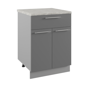 Монца С1ЯШ 600 Шкаф нижний с ящиком (Белый софт/корпус Серый) в Томмоте - tommot.mebel54.com | фото
