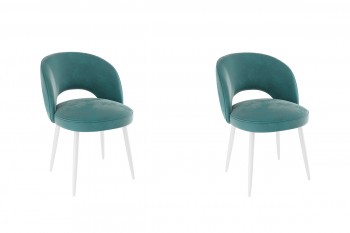 Набор стульев Моли 2 шт (зеленый велюр/белый) в Томмоте - tommot.mebel54.com | фото