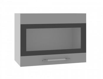 Норд ШВГС 600 Шкаф верхний горизонтальный со стеклом (Софт черный/корпус Белый) в Томмоте - tommot.mebel54.com | фото