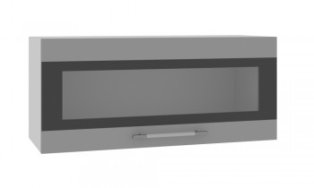 Норд ШВГС 800 Шкаф верхний горизонтальный со стеклом (Софт черный/корпус Белый) в Томмоте - tommot.mebel54.com | фото
