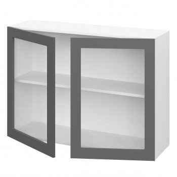 Норд ШВС 1000 Шкаф верхний со стеклом (Софт черный/корпус Белый) в Томмоте - tommot.mebel54.com | фото