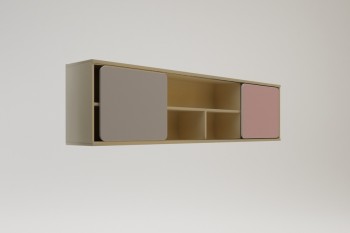 Полка между шкафами 1660 Грэйси (Розовый/Серый/корпус Клен) в Томмоте - tommot.mebel54.com | фото
