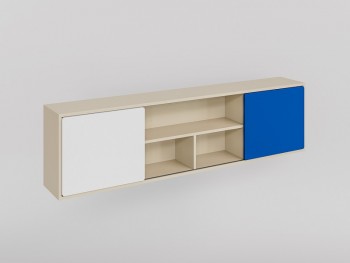 Полка между шкафами 1660 Скай люкс (Синий/Белый/корпус Клен) в Томмоте - tommot.mebel54.com | фото