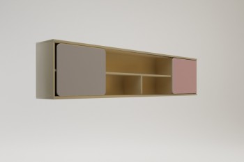 Полка между шкафами 1960 Грэйси (Розовый/Серый/корпус Клен) в Томмоте - tommot.mebel54.com | фото
