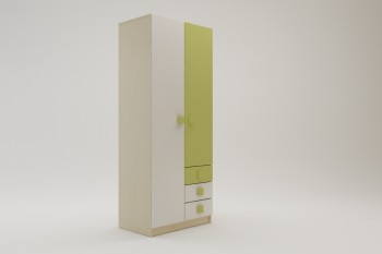 Шкаф 2-х створчатый с ящиками Эппл (Зеленый/Белый/корпус Клен) в Томмоте - tommot.mebel54.com | фото
