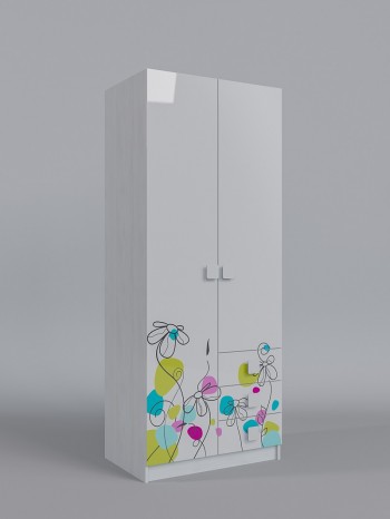 Шкаф 2-х створчатый с ящиками Флёр (Белый/корпус Выбеленное дерево) в Томмоте - tommot.mebel54.com | фото