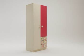 Шкаф 2-х створчатый с ящиками Ретвит (Бежевый/Красный/корпус Клен) в Томмоте - tommot.mebel54.com | фото