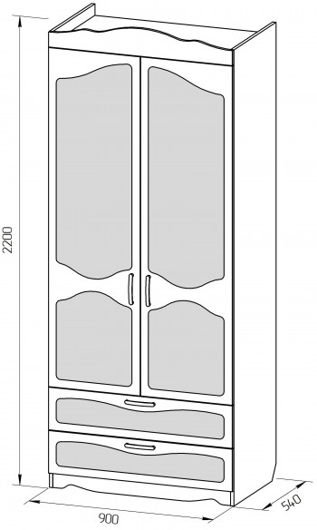 Шкаф 2-х створчатый с ящиками серии Иллюзия 02 Бежевый в Томмоте - tommot.mebel54.com | фото