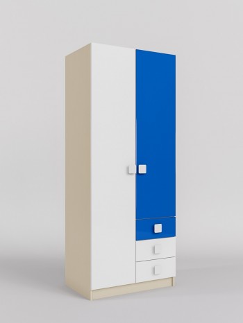 Шкаф 2-х створчатый с ящиками Скай люкс (Синий/Белый/корпус Клен) в Томмоте - tommot.mebel54.com | фото