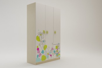 Шкаф 3-х створчатый с ящиками Флёр (Белый/корпус Клен) в Томмоте - tommot.mebel54.com | фото
