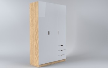 Шкаф 3-х створчатый с ящиками Лофт (Белый/корпус Дуб Сонома) в Томмоте - tommot.mebel54.com | фото