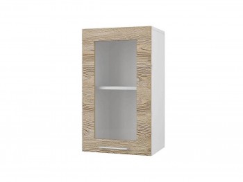 Шкаф 40 с витриной Полонез (Сосна Бран/Белый) в Томмоте - tommot.mebel54.com | фото