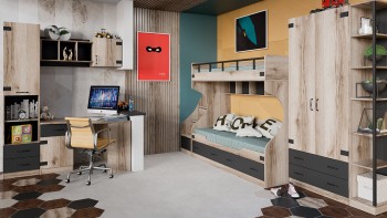 Шкаф для одежды комбинированный «Окланд» (Фон Черный/Дуб Делано) в Томмоте - tommot.mebel54.com | фото