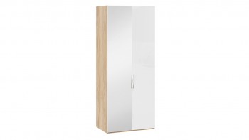 Шкаф для одежды с 1 глухой и 1 зеркальной дверями левый «Эмбер» Яблоня Беллуно/Белый глянец в Томмоте - tommot.mebel54.com | фото