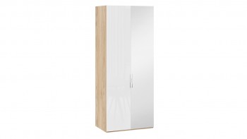Шкаф для одежды с 1 глухой и 1 зеркальной дверями правый «Эмбер» Яблоня Беллуно/Белый глянец в Томмоте - tommot.mebel54.com | фото