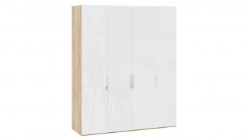 Шкаф для одежды с 4 глухими дверями «Эмбер» Яблоня Беллуно/Белый глянец в Томмоте - tommot.mebel54.com | фото