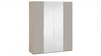 Шкаф комбинированный с 2 глухими и 2 зеркальными дверями «Эмбер» Баттл Рок/Серый глянец в Томмоте - tommot.mebel54.com | фото