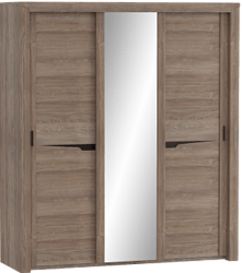Шкаф трехдверный Соренто с раздвижными дверями Дуб стирлинг/Кофе структурный матовый в Томмоте - tommot.mebel54.com | фото