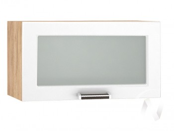 Шкаф верхний со стеклом Прага ШВГС 600 (Белое дерево/корпус дуб крафт золотой) в Томмоте - tommot.mebel54.com | фото