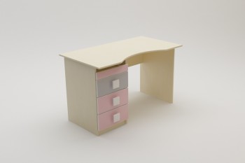 Стол (столешница с выемкой) Грэйси (Розовый/Серый/корпус Клен) в Томмоте - tommot.mebel54.com | фото