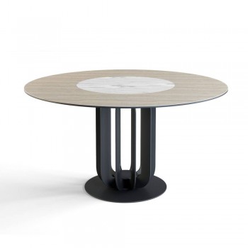 Стол круглый Rotor (160), шпон + керамика светлая в Томмоте - tommot.mebel54.com | фото