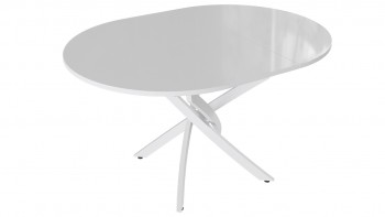 Стол обеденный «Diamond» Тип 3 (Белый муар/Белый глянец) в Томмоте - tommot.mebel54.com | фото