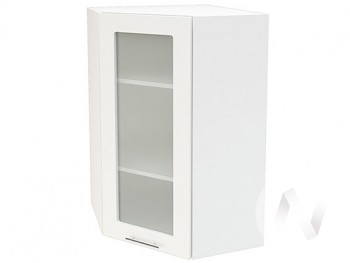 Угловой шкаф со стеклом Валерия-М ШВУС-599 (Белый глянец/Белый/верхний/высокий) в Томмоте - tommot.mebel54.com | фото